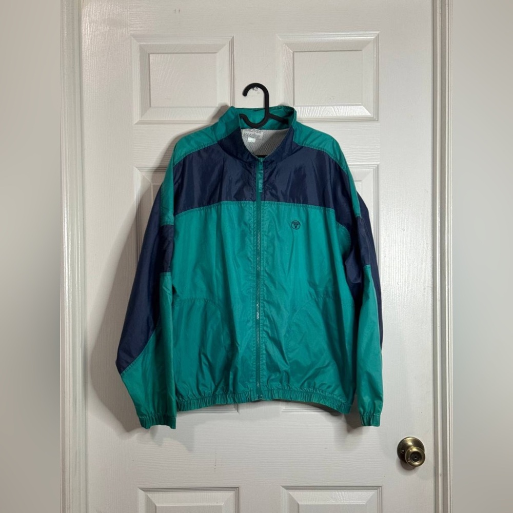 Vintage Olivia Valere Jacket Mens XL Green Blue  Activewear Bomber Mesh Athletic